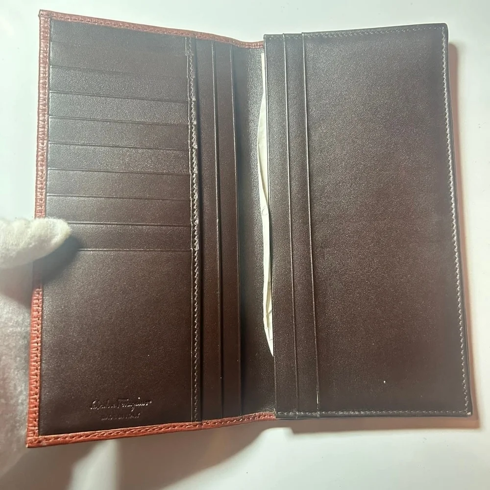 Salvatore Ferragamo Brown Leather Long Wallet NWOT